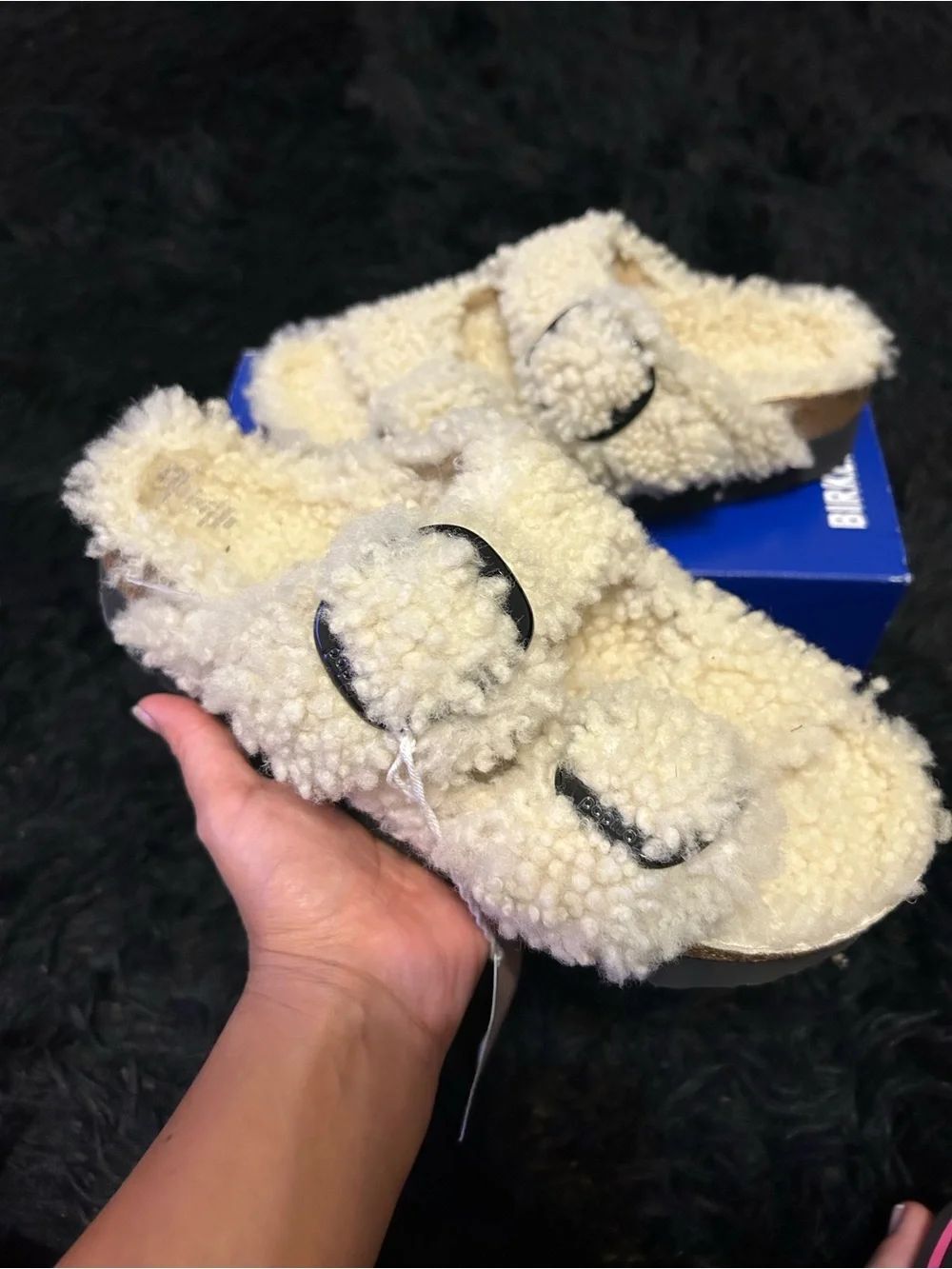 PAPILLIO by Birkenstock Arizona fur shearling sandals slippers shoes eur 39 new - Picture 2 of 10